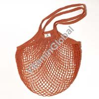 Natural Cotton String Bags (Long Handles, Red-Chili) - Eco Chic - Click Image to Close