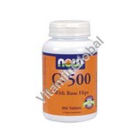 Vitamin C-500 with Rose Hips 250 tabs "NOW Foods" - Click Image to Close