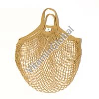 Natural Cotton String Bags (Short Handles, Khaki) - Eco Chic - Click Image to Close