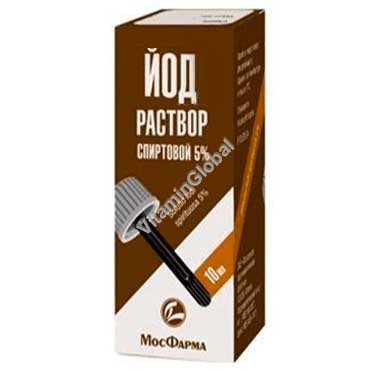 Iodine 5% Alcohol Solution with Applicator, 10 ml - MosPharma