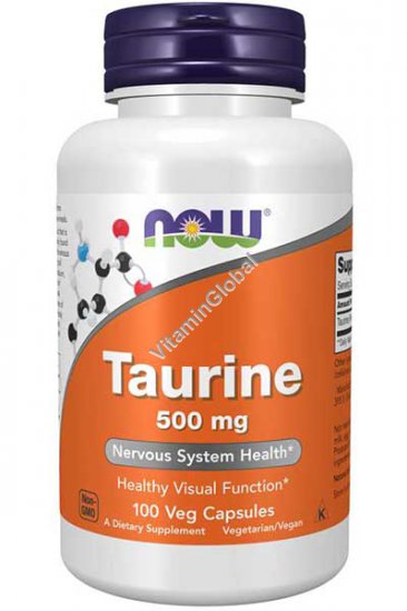 Taurine 500 mg, Nervous System Health, 100 Veg Capsules - Now Foods