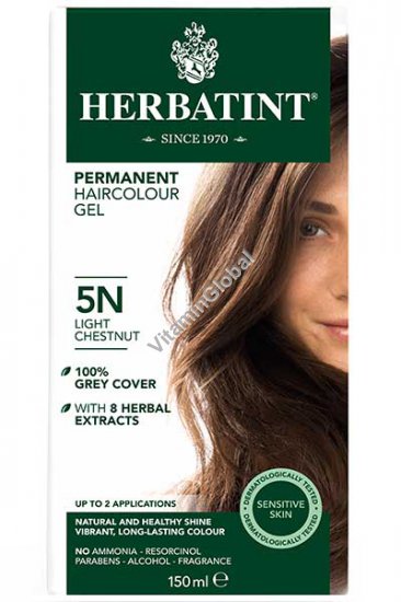 Permanent Haircolor Gel, 5N Light Chestnut - Herbatint
