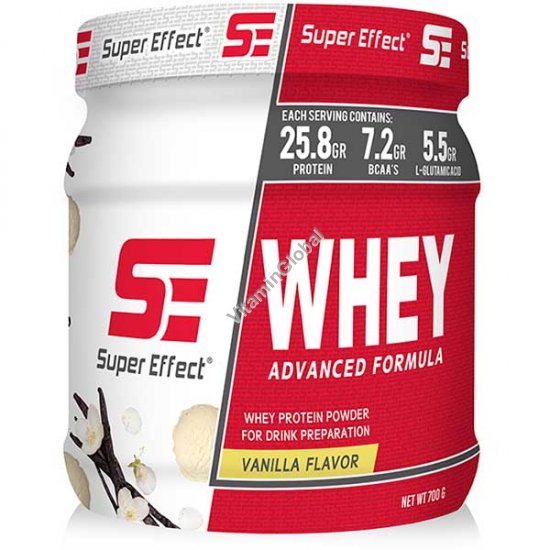 Kosher Whey Protein Powder, Advanced Formula, Vanilla Flavor 700g (1.54 lb) - Super Effect