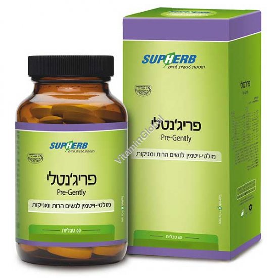 Kosher L\'Mehadrin Pre-Gently multi-vitamin before and during pregnancy 60 tablets - SupHerb