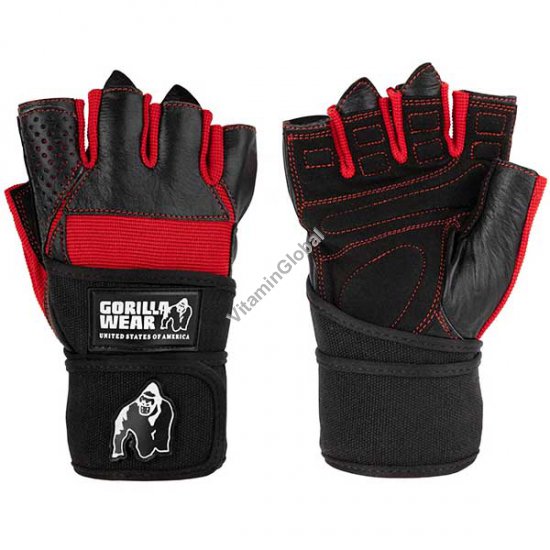 Dallas Wrist Wrap Gloves Black / Red (M) - Gorilla Wear