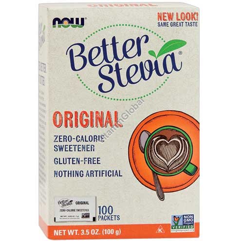 Better Stevia Powder 100 packets - NOW Foods
