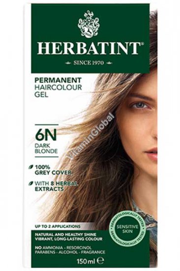 Permanent Haircolor Gel, 6N Dark Blonde - Herbatint
