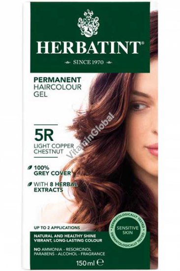 Permanent Haircolor Gel, 5R Light Copper Chestnut - Herbatint
