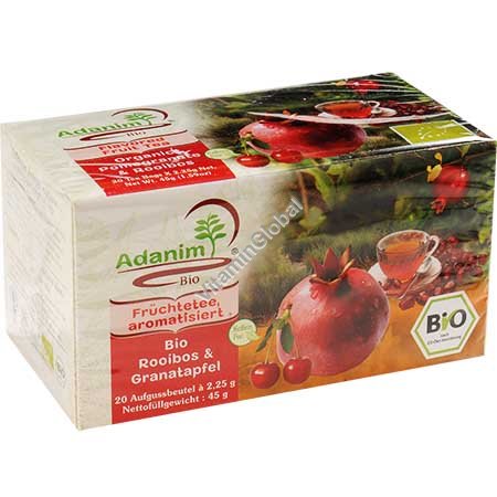 Organic Pomegranate & Rooibos Tea 20 tea bags - Adanim