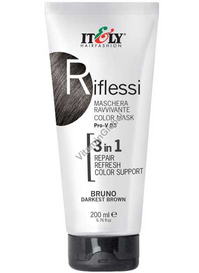 Riflessi - Color Hair Mask 3 in 1, Repair, Refresh, Color Support, Darkest Brown 200 ml (6.76 fl oz) - Itely