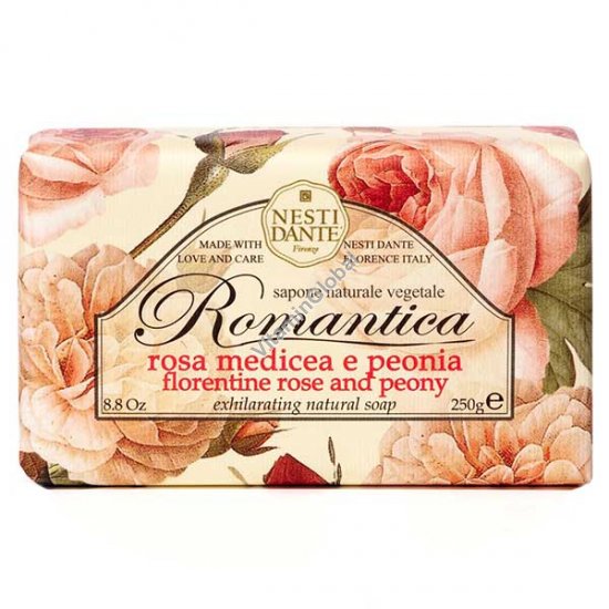 Romantica Florentine Rose and Peony Natural Soap Bar 250g - Nesti Dante