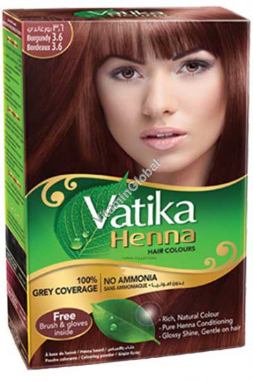 Henna Hair Colours Burgundy 60g (6 sachets of 10g each) - Vatika