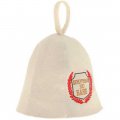 Embroidered Wool Felt Sauna Hat with "Russian Bath Duty" - Protects Head from Overheating