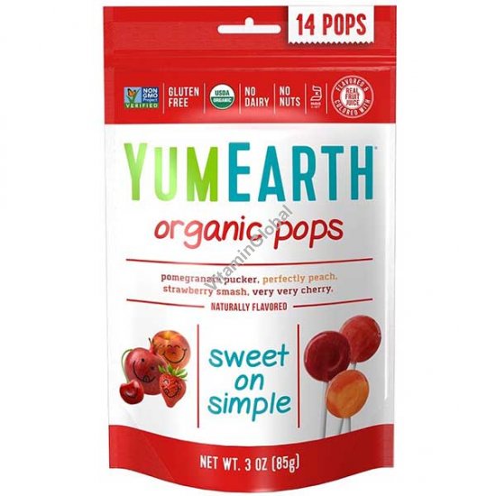 Organic Pops 87g (14 Lollipops) - YumEarth