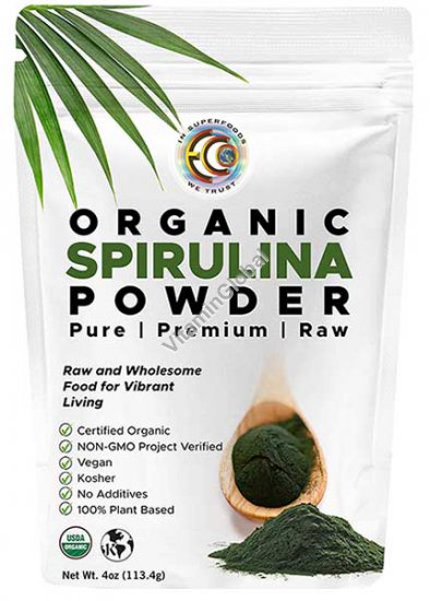 Raw Organic Spirulina Powder 4oz (113g) - Earth Circle Organics