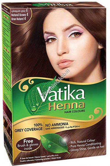 Henna Hair Colours Natural Brown 60g (6 sachets of 10g each) - Vatika