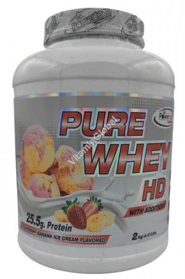 Kosher Badatz Pure Whey HD Protein Strawberry Banana Ice Cream 2kg (4.41 LB.) - PowerTech Nutrition