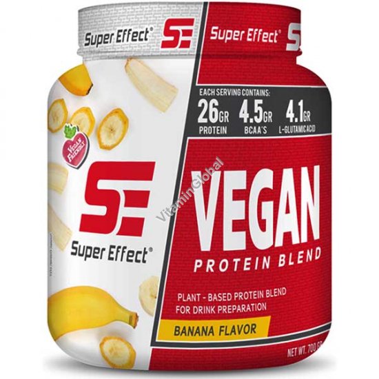 Vegan Protein Blend, Banana Flavor, Kosher Badatz, 700g (1.54 lb) - Super Effect