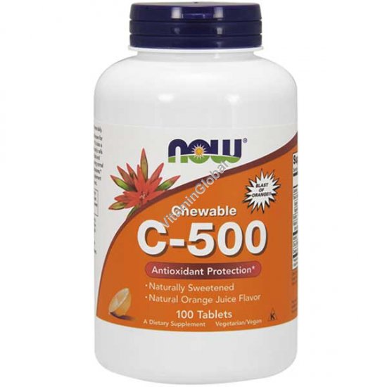 Vitamin C-500 Orange Chewable 100 Lozenges - Now Foods