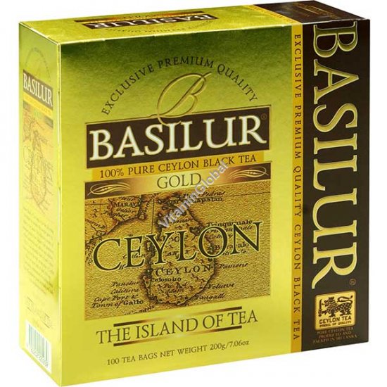 Premium Pure Ceylon Black Tea Gold "The Island of Tea" 100 tea bags - Basilur