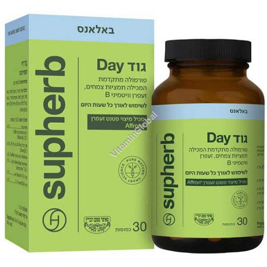 Kosher Badatz Good Day Stress Relief Formula with B Vitamins and Calming Herbs, 30 Capsules - SupHerb