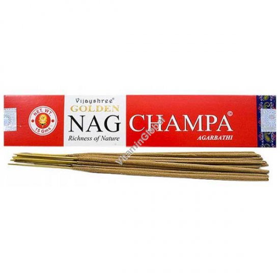 Golden Nag Champa Hand-Rolled Incense Sticks 15g - Vijayshree Fragrance