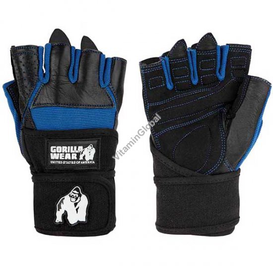 Dallas Wrist Wrap Gloves Black / Blue (XL) - Gorilla Wear