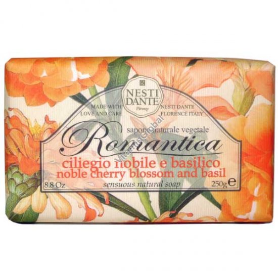 Romantica Noble Cherry Blossom and Basil Natural Soap Bar 250g - Nesti Dante