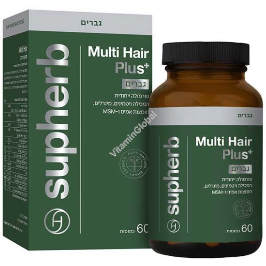 Multi Hair Plus for Men - Advanced Formula for Hair Care, Strengthening, and Scalp Health, 60 Capsules - SupHerb
