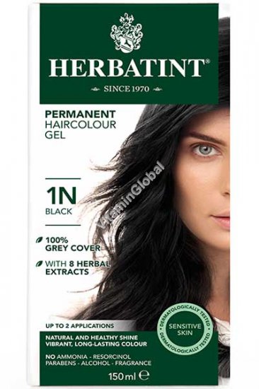 Permanent Haircolor Gel, 1N Black - Herbatint