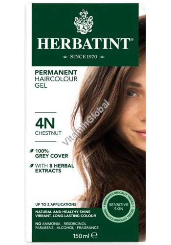 Permanent Haircolor Gel, 4N Chestnut - Herbatint