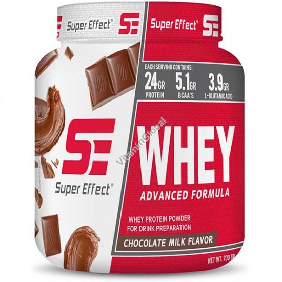 Kosher Whey Protein Powder, Advanced Formula, Chocolate Milk Flavor 700g (1.54 lb) - Super Effect