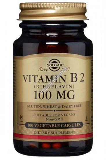 Vitamin B2 (Riboflavin) 100mg 100 Vegetable Capsules - Solgar