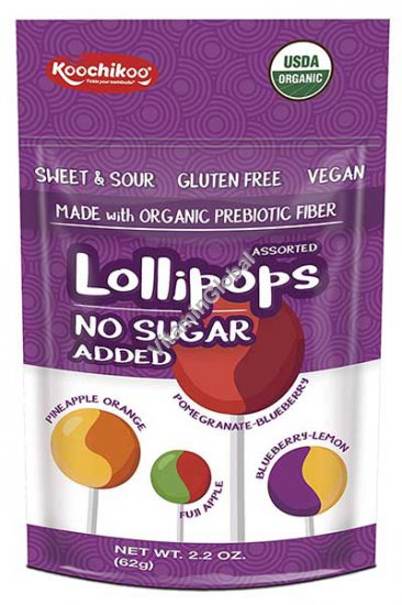 Sugar-Free Organic Lollipop Variety Pack 10 lollipops 62g (2.2 oz) - Koochikoo