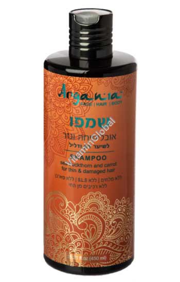 Sea Buckthorn & Carrot Shampoo for Thin & Damaged Hair 450ml (15.21 fl. oz) - Argania