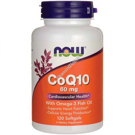 CoQ10 60 mg with Omega-3 Fish Oil 120 softgels - NOW Foods