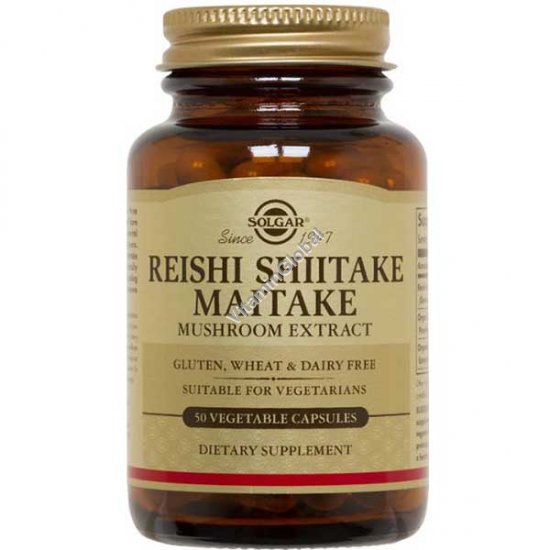 Reishi Shiitake Maitake Mushroom Extract 50 Vegetable Capsules - Solgar