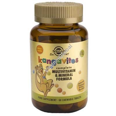 Kangavites Multivitamin & Mineral Children\'s Formula Tropical Punch Flavor 60 Chewable Tablets - Solgar