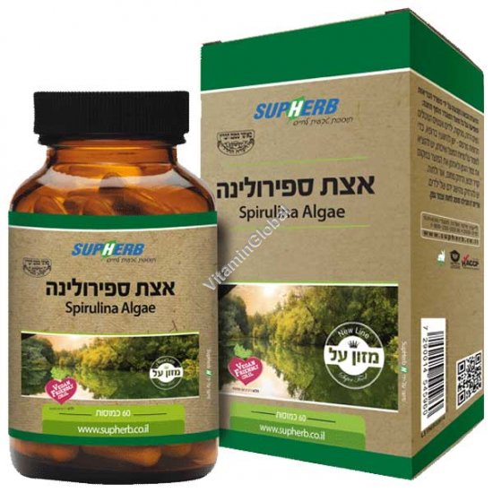 Kosher L\'Mehadrin Spirulina Algae 600 mg 60 capsules - SupHerb