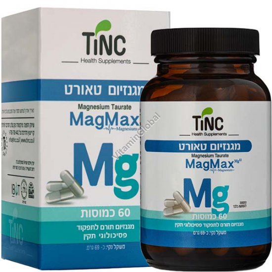 Magnesium Taurate MagMax, 1000 mg, 60 Vegetarian Capsules - Tinc