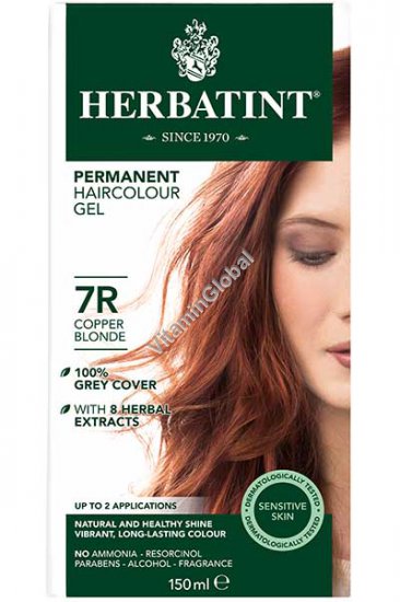 Permanent Haircolor Gel, 7R Copper Blonde - Herbatint