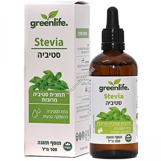Concentrated Water-Based Stevia Extract, Kosher Badatz, 100 ml (3,38 fl oz) - Greenlife