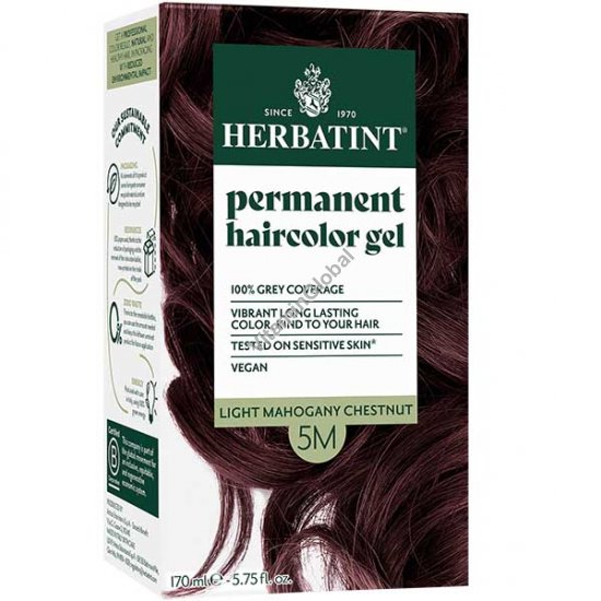 Permanent Haircolor Gel, 5M Light Mahogany Chestnut - Herbatint