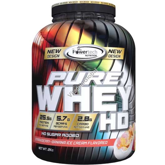 Kosher Badatz Pure Whey HD Protein Powder Strawberry & Banana Flavor 2.0 kg (4.4 lbs) - PowerTech Nutrition