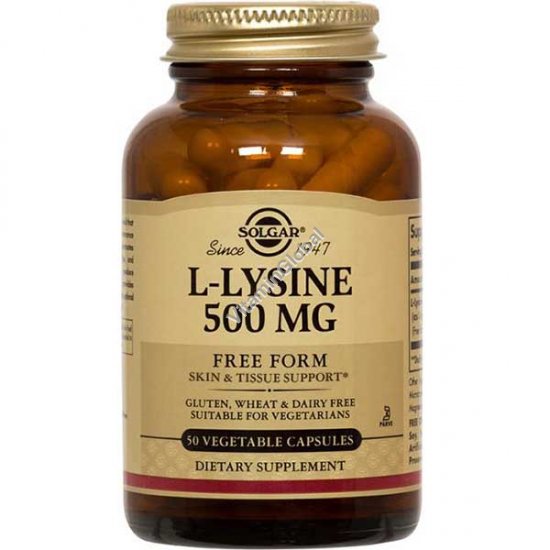 L-Lysine 500mg 100 vegetable capsules - Solgar