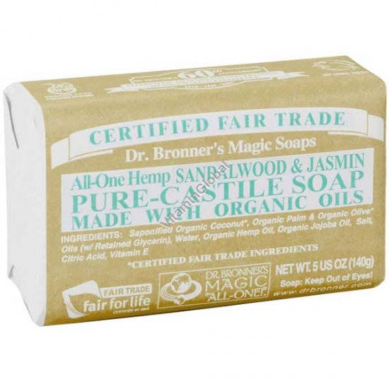 Hemp Sandalwood Jasmine Pure Castile Soap 140g (5 US OZ) - Dr. Bronner