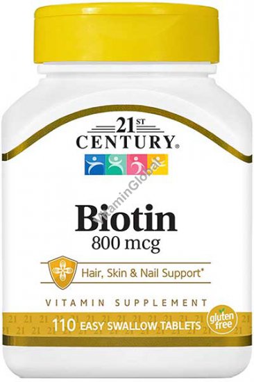 Biotin 800 mcg 110 Easy Swallow Tablets - 21st Century