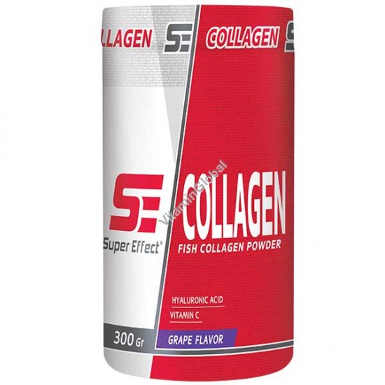 Kosher Fish Collagen with Hyaluronic Acid and Vitamin C, Grape Flavor 300 g (10.58 oz) - Super Effect