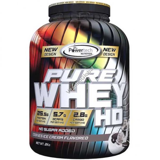 Kosher Badatz Pure Whey HD Protein Powder Cookies Ice Cream Flavor 2.0 kg (4.4 lbs) - PowerTech Nutrition