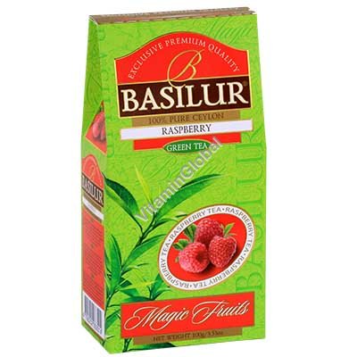 Pure Ceylon Raspberry Green Tea 100g - Basilur
